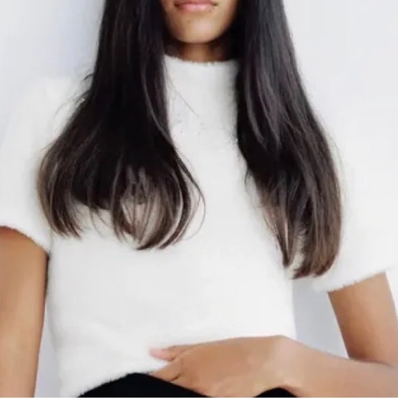 Zara White Textured Short Sleeve Top - Picture 4 of 8